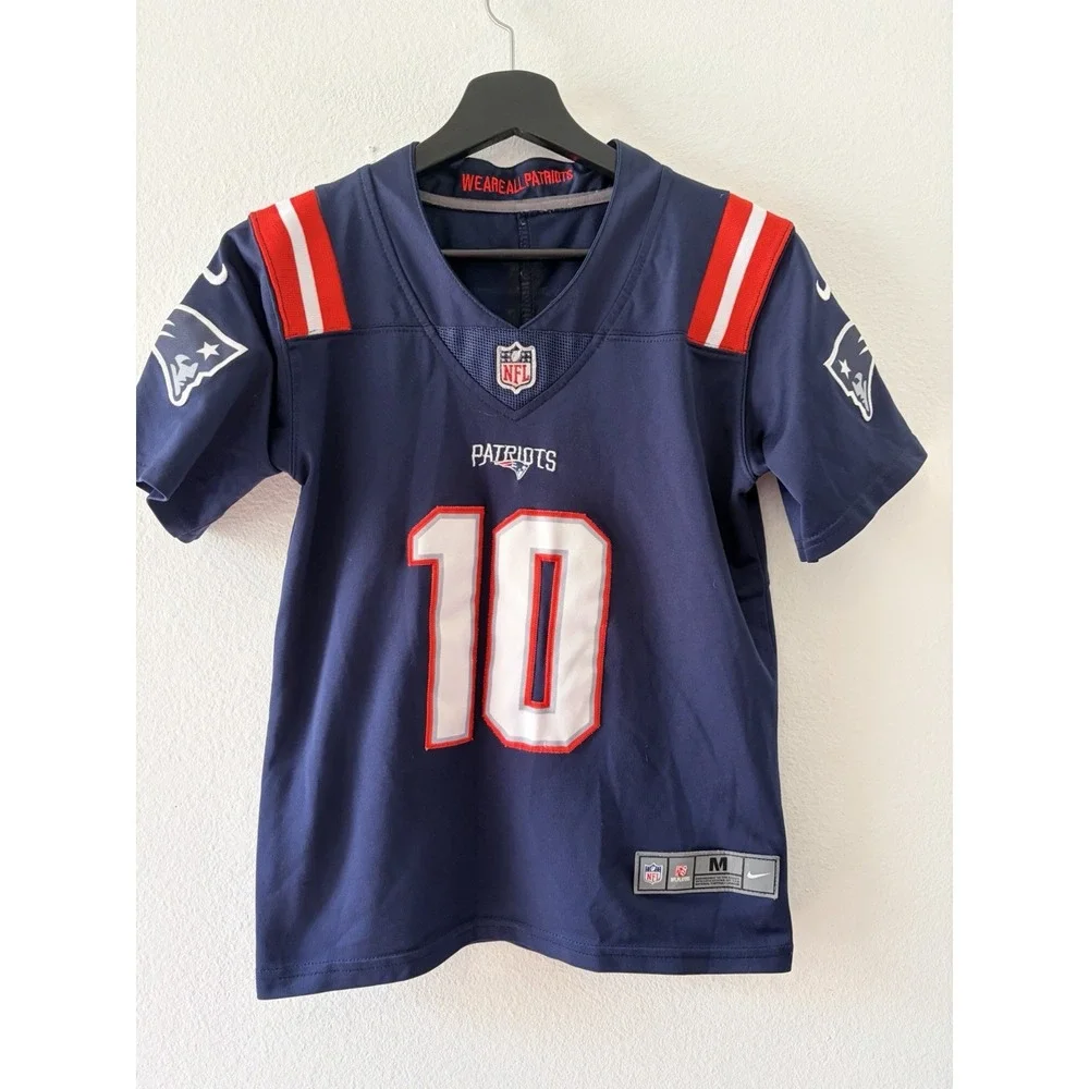 Men's Nike New England Patriots Mac Jones #10 Jersey Navy Blue Size M SKU 859